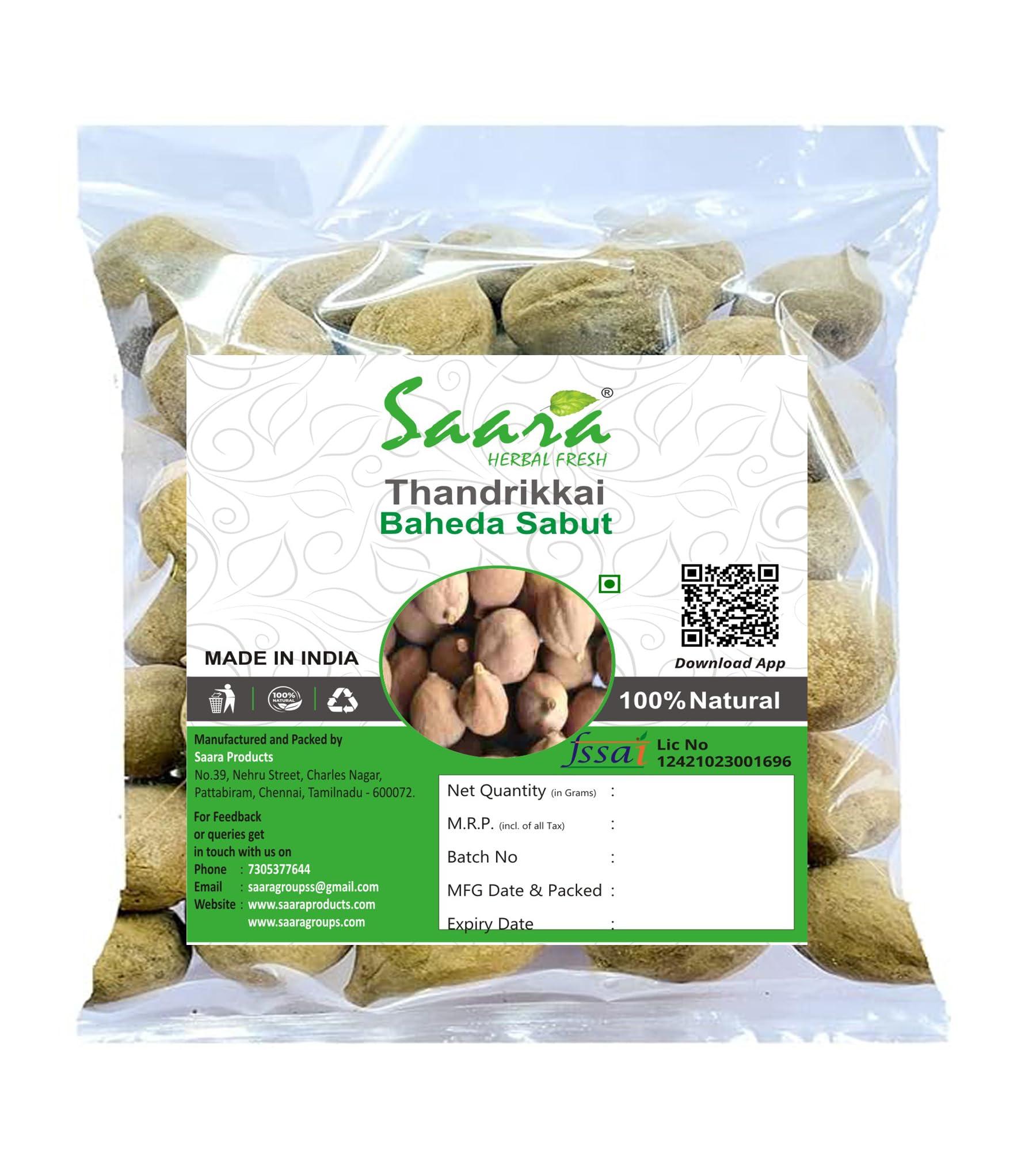 SAARA Saara HERBAL FRESH Thandrikkai, 300g, Bahera Sabut, Beleric, Thanikaya, Terminalia Bellirica, Thanikka Bibhitaki, (pack of 3 x 100g)