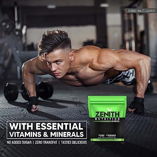 Zenith Nutrition Zenith Sports Jumbo Mass Gainer 1kg | Promotes Muscle Strength | 63g Carbs | 3.5g Protein | Mango Fusion Flavor