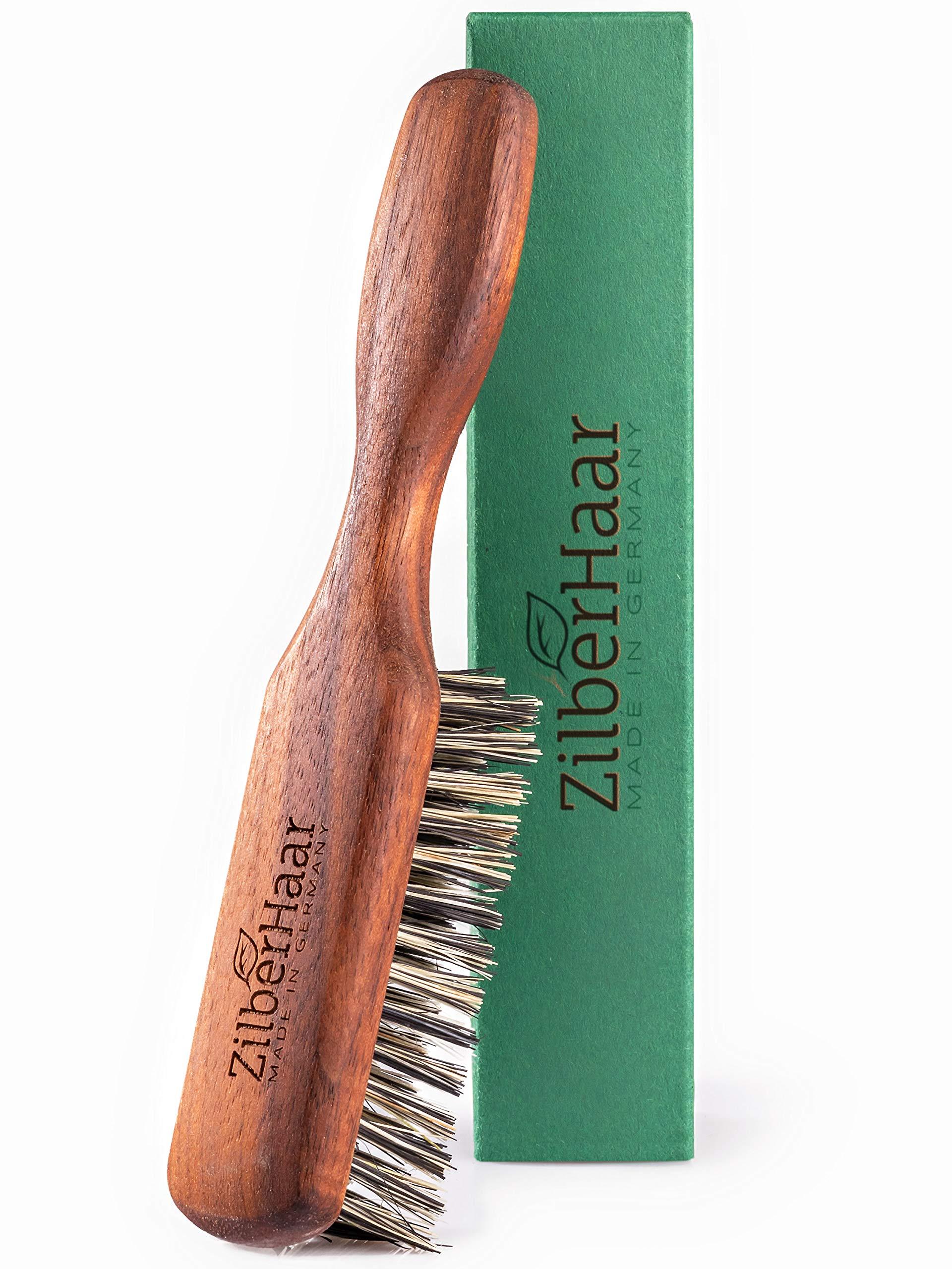 ZilberHaar ZilberHaar Vegan Regular Beard Brush - Stiff Vegetal Bristles - Mexican Tampico Fibers and Deluxe Walnut Wood - Animal-Free - Made in Germany