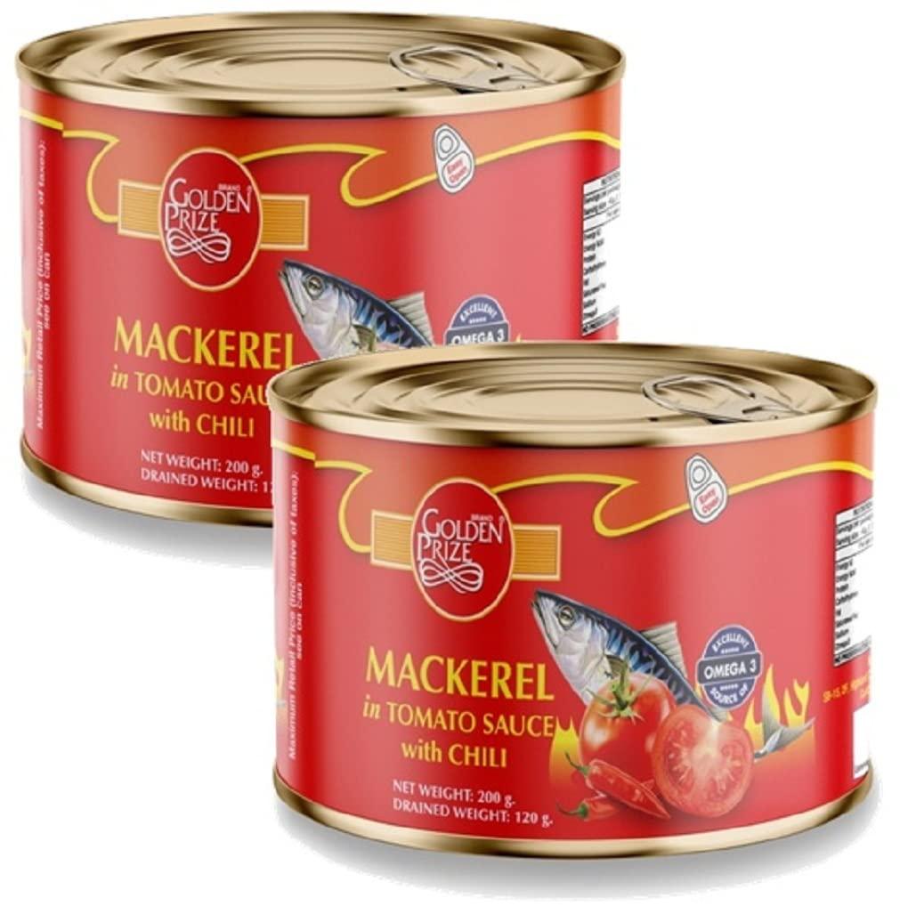 Golden Prize Golden Prize Mackerel in Tomato Sauce with Chili, 200g (Pack of 2)