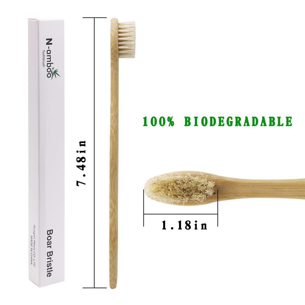 N-amboo N-amboo Bamboo Toothbrush Boar Bristles 100% Biodegradable and Natural 8 Pieces of One Pack