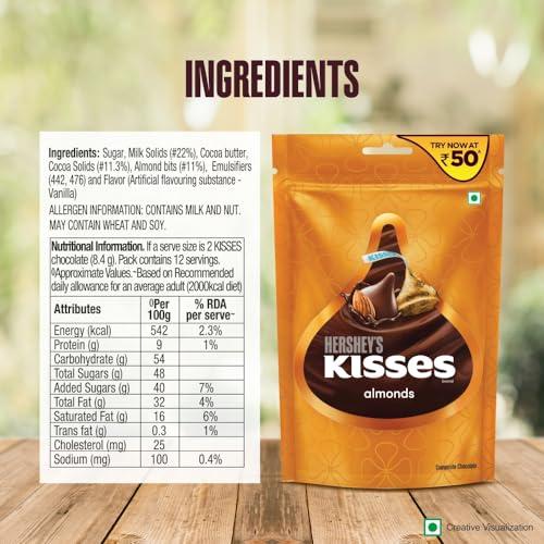 Hershey's Kisses Hershey's Kisses Almonds Chocolate, 33.6g (Pack of 8)