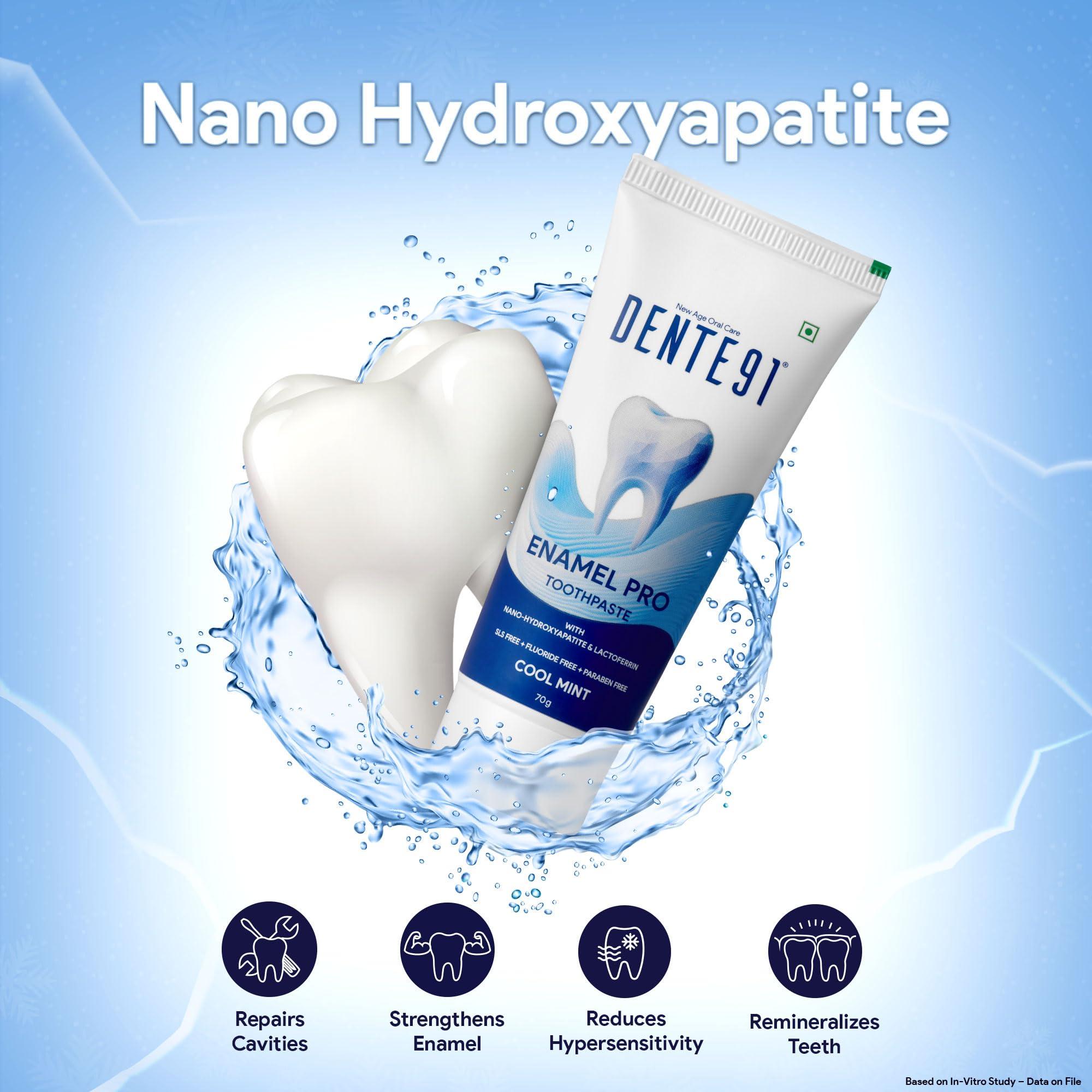 DENTE91 Dente91 Enamel Pro Toothpaste| Sensitivity Relief | Repairs Cavities | Fights Gum Disease | Reduces Bad Breath | Strengthens Enamel | SLS Free | Fluoride Free | Paraben Free | Pack of 4, 4 X 70g