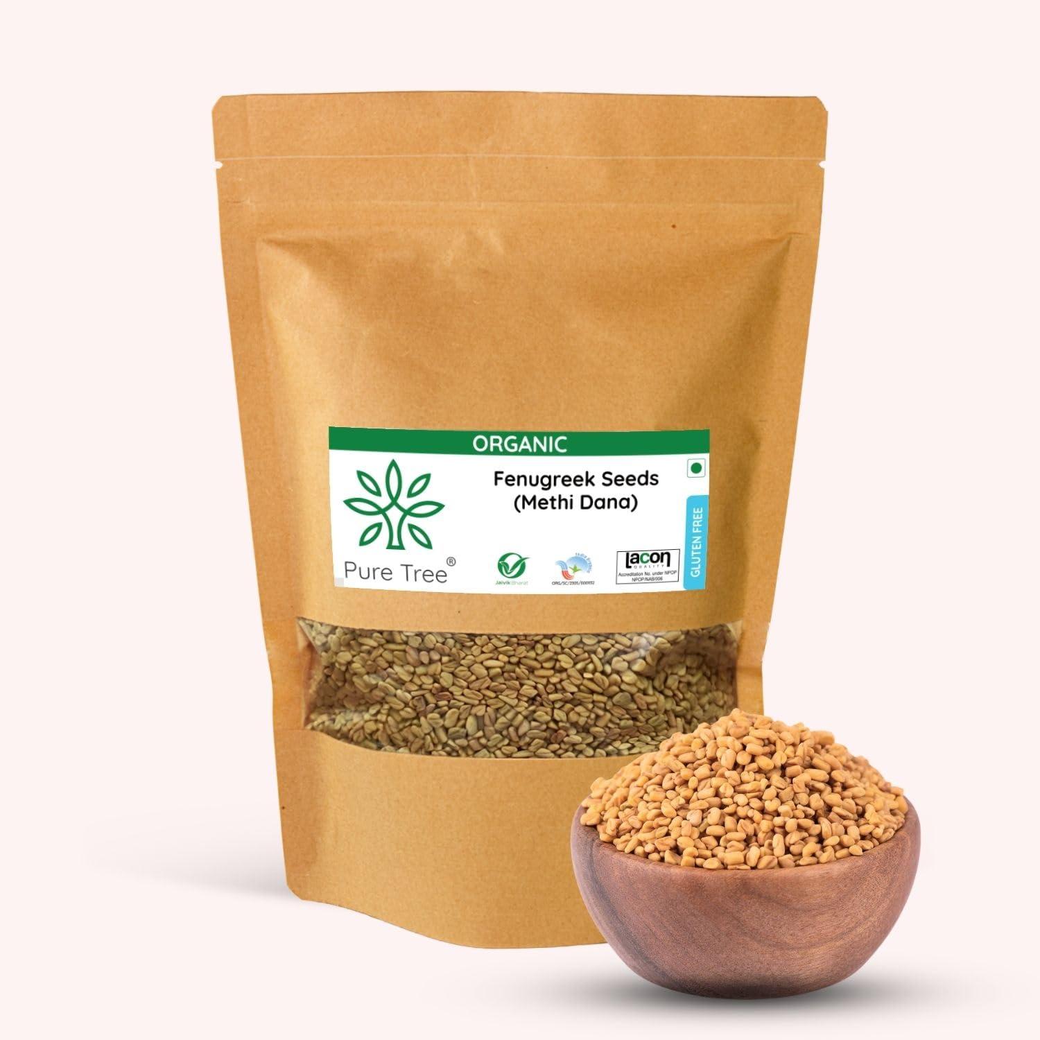 Pure Tree Pure Tree Certified Organic Methi Dana | 400 g | Organic Fenugreek Seeds | Methi Seeds Whole Spices | Menthulu Seeds | Vendayam | Rich in Aroma and Flavour