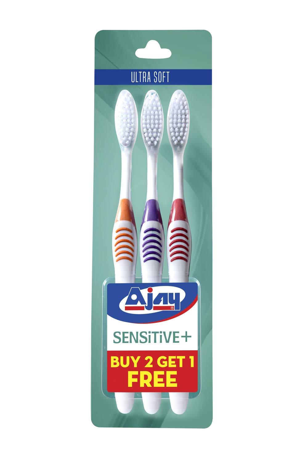 Ajay AJAY SENSITIVE Manual Toothbrush for adults + OFFER PACK,Pack of Assorted color