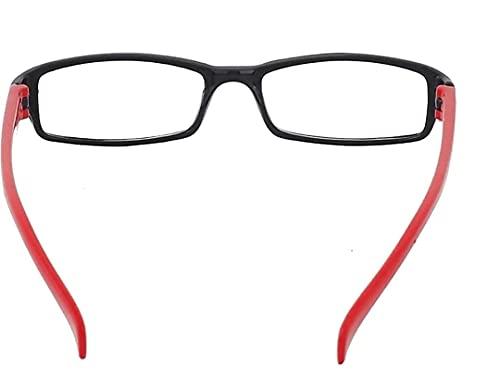 Glasswear Glasswear Reading Glasses For Men & Women Anti Glare 1.00 1.25 1.50 1.75 2.00 2.25 2.50 2.75 3.00 3.25 3.50 3.75 4.00 4.25 4.50 Black And Red Sides Square Frame (0.00 Zero Power Anti Glare Glasses)