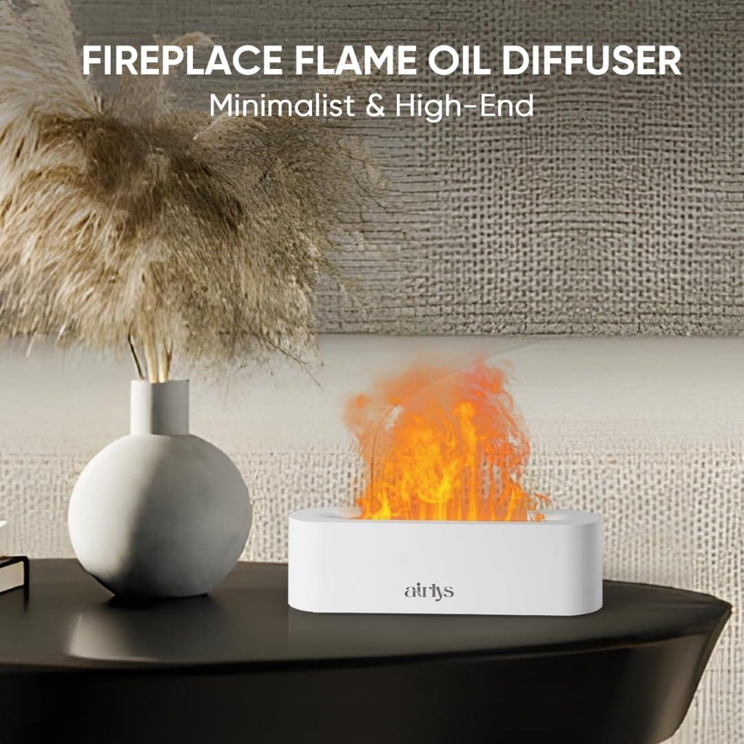 airlys Airlys Flame Diffuser: 150ml Aromatherapy with 7-Color LED Light, Customizable Timer, and Mesmerizing Flame Effect for Relaxation and Ambiance