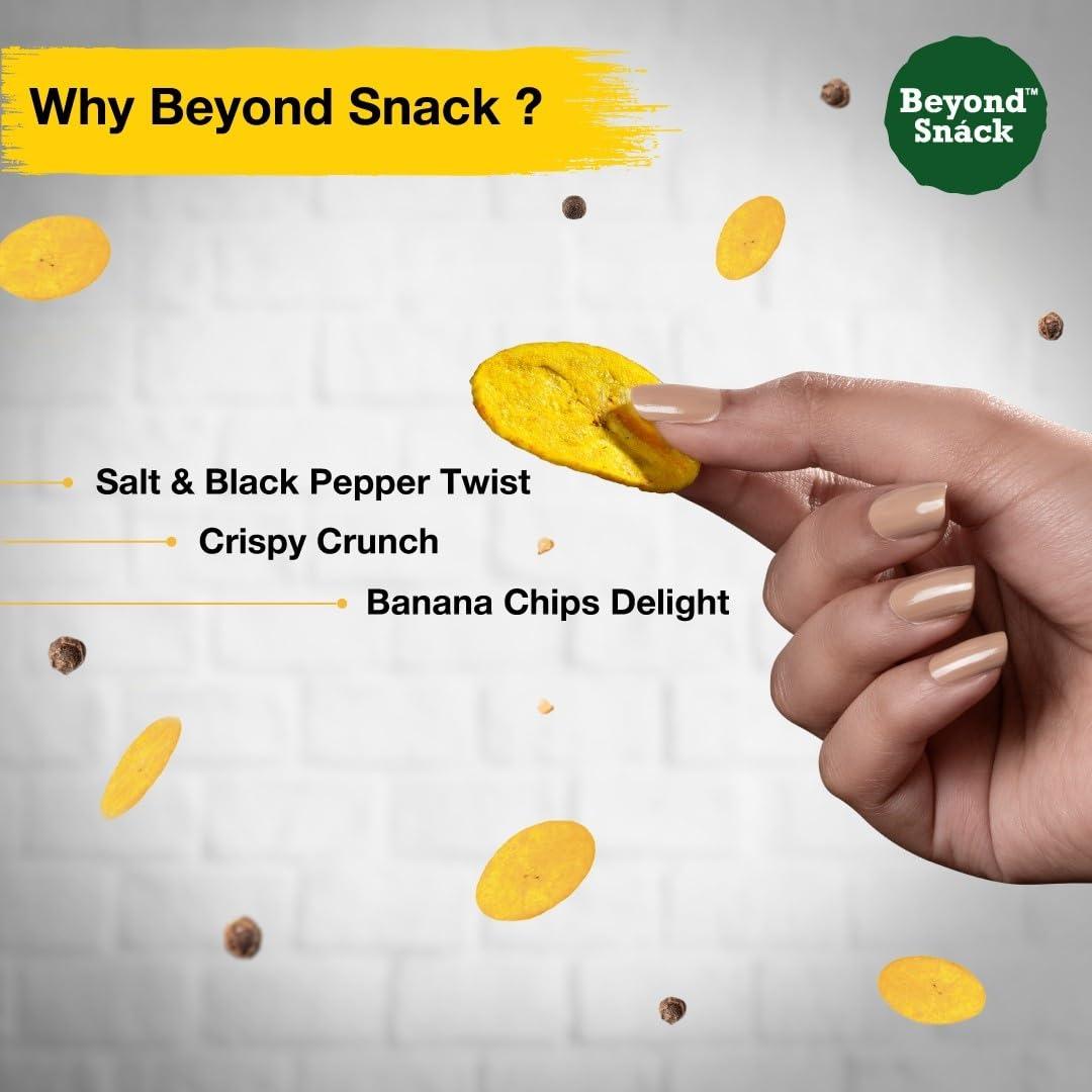 Beyond Snáck Beyond Snack Kerala Banana Chips Thin Cruchy Crispy Snacks Salt and Pepper Flavour 300g (100g*3) - Family Pack