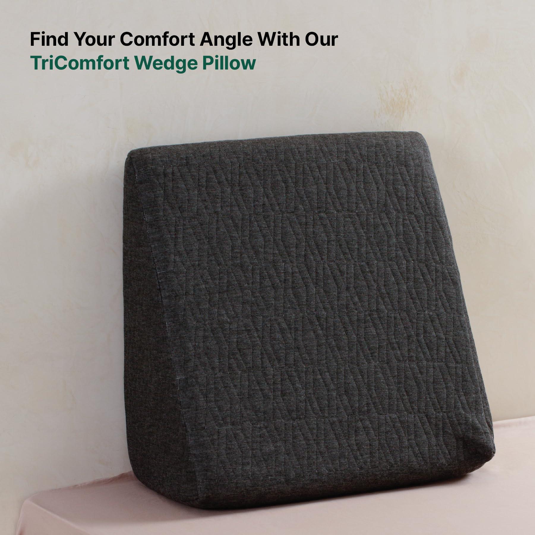 The White Willow The White Willow Orthopaedic Bed Wedge Acid Reflux Memory Foam & HR Foam Support Firm Pillow for Sleeping, Neck Pain Relief, Pregnancy Maternity, Anti Snoring - (18" L x 18" W x 10" H Inches) - Grey