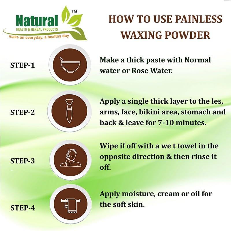NATURAL HEALTH AND HERBAL PRODUCTS Natural Herbal & Herbal Products Magic Wax Powder instant Hair Removal wax powder for All Types of Hair & Skin, Hands, Legs, Underarms, Bikini (Private Part) Area (Unisex adult) 10 Mintus - 100g