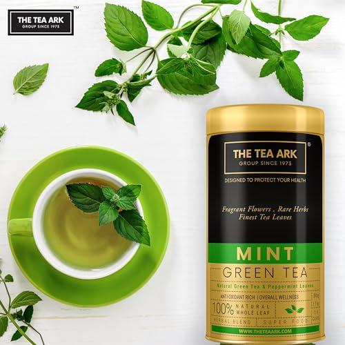 The Tea Ark The Tea Ark Mint Green Tea (50g) Tin Loose Leaves | Natural Herbal Tea | Whole Leaf Blend (25 Servings) (Mint Green Tea)