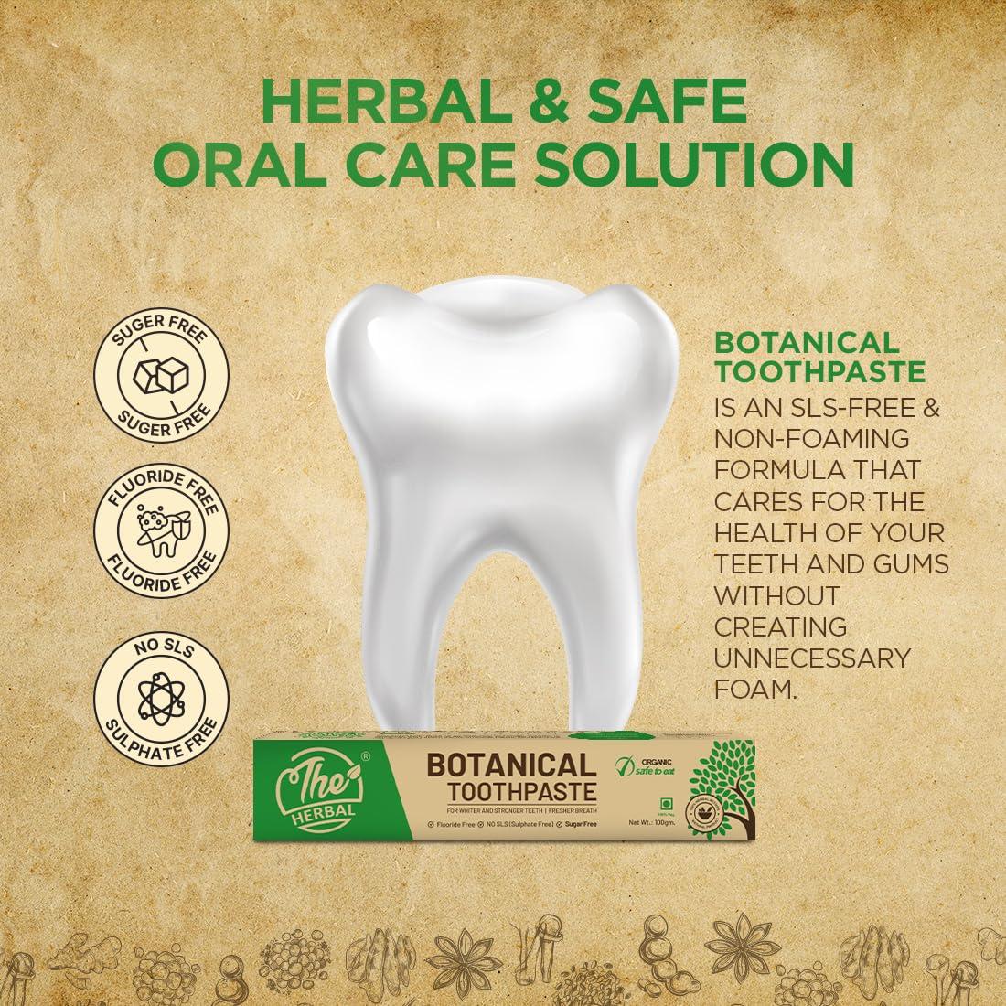 The Herbal The Herbal Botanical Toothpaste100g | 100% Herbal Actives Oral Care & Toothpaste | Toothpaste For White Teeth, Stronger Teeth and Fresh Breath | Sls Free Toothpaste, Sugar Free | Pack of 6