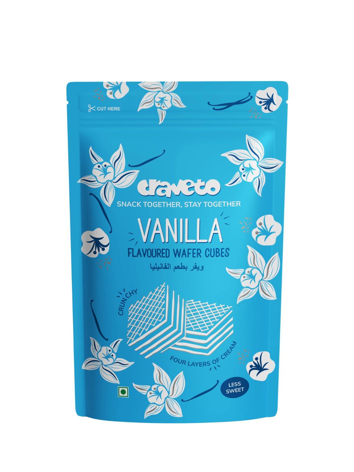 Craveto Craveto Vanilla Wafer Biscuit Cubes | Wafer Layered with Vanilla Cream | 75g