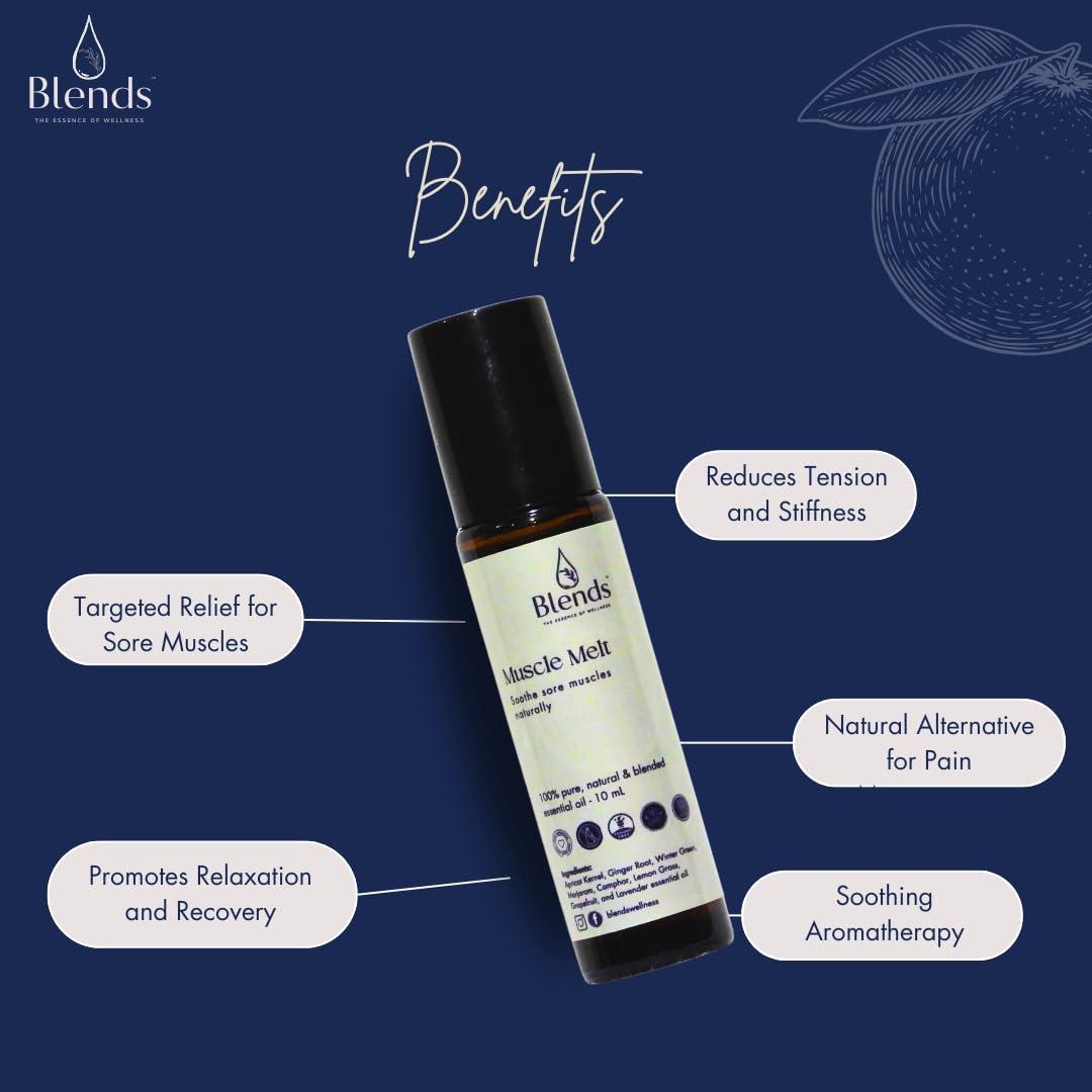 BLENDS BLENDS Muscle Melt Pain Relief Oil for Soreness, Full Body Ache Soothening Roll-on 15 ML