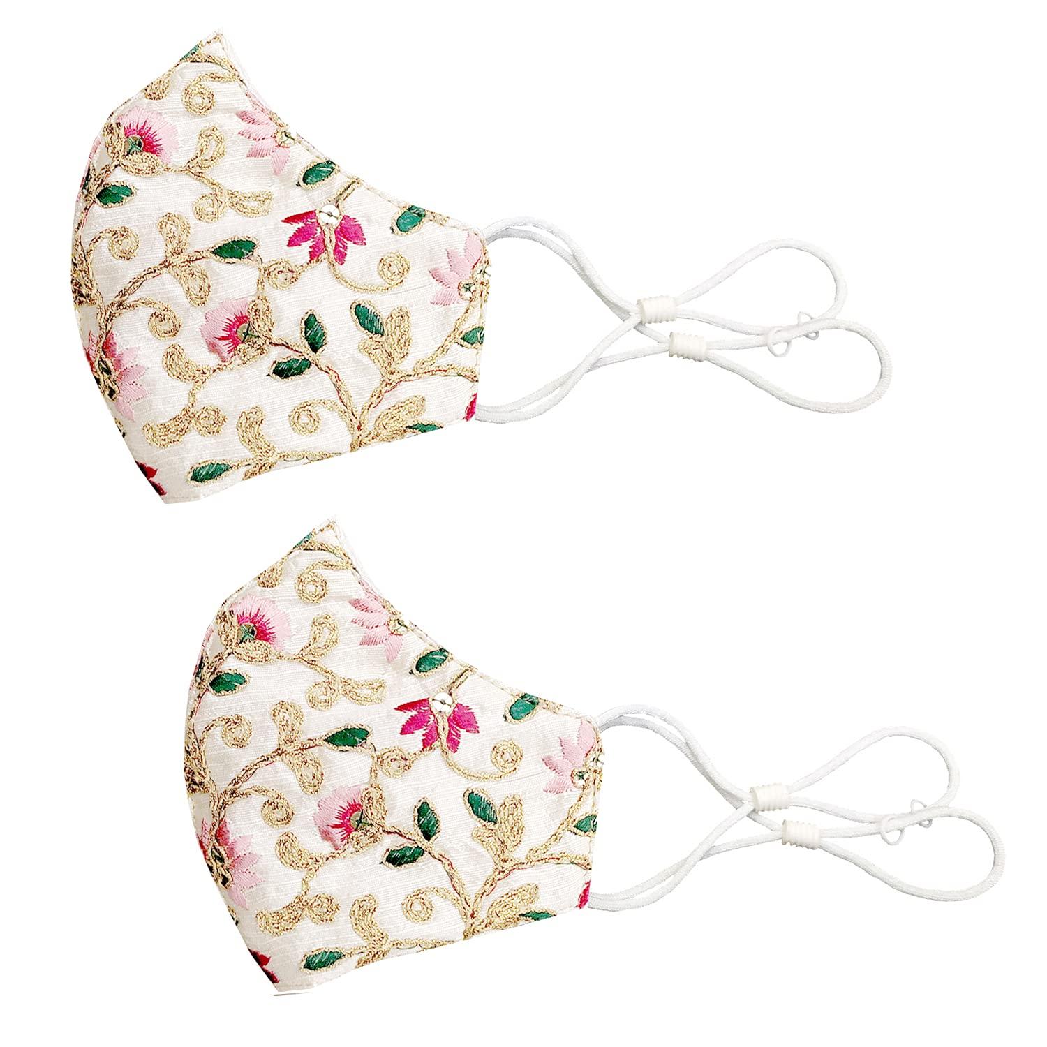 Fclues Fclues Women and Men for Marriage Golden Function Mask, Wedding, Party, Casual, Safty Protection, Reusable, Free size, ( Pack of 2), Without Valve