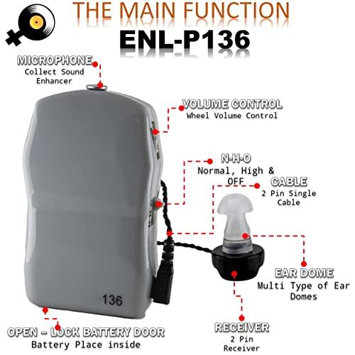 Enlinea Enlinea ENL-P136 Pocket Hearing Aid Machine For Ear Old Age | Suitable For Mild To Moderate Hearing Loss (Pack of 1)