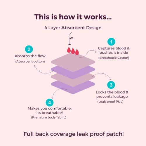 EnaBela EnaBela Reusable Cotton Period Panties for Women | Leakproof, Washable & Reusable | Post Partum Panties | Use Without Sanitary Pads, Cups & Liners | Comes in Exciting colors | Pack of 1 (Pink XL)