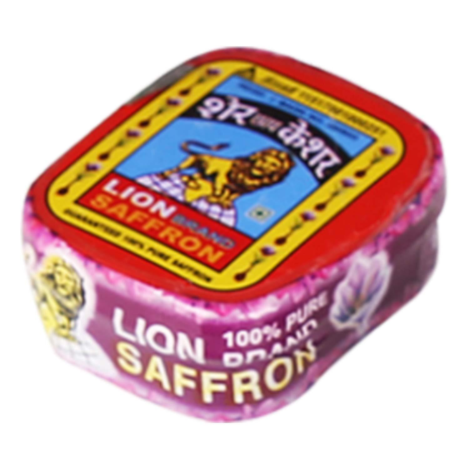 LION BRAND SAFFRON Lion Saffron, 5g, Original Kashmir Lacha Saffron/ Kesar/ Keshar (Certified Grade A) for Biryani, Beauty, Improved Health and Tilak (Pack of 5 (5 X 1gm = 5grams))