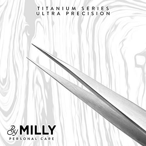 By MILLY By MILLY Professional Series - Eyelash Extension Tweezers - Straight Lash Tweezers for Classic Pickup and Isolation - Precision Pointed Tip - Titanium Coated Stainless Steel - 12 cm (4.72 inches)