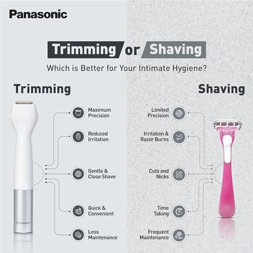 Panasonic Panasonic ES-WV62-H24B Bikini Trimmer and Shaver for Women, 4 Attachments for Gentle Grooming in Sensitive Areas, Waterproof Design