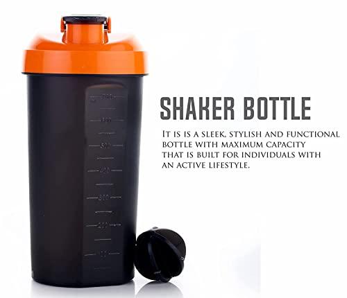 Atipriya Atipriya No Pain No Gain Sports Gym Fitness Shaker Bottle Perfect for Protein Shakes and Pre Workout with Plastic Whisk Mixer Ball for Smooth Mix & Markings | 700 ml Approx Each,Pack of 2