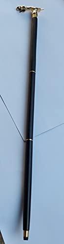 NavaFresh Basics Brass and Wooden Cane Walking Stick with Brass Jaguar Handle Length of 35 inch Long,, Black, S, (Z121092)