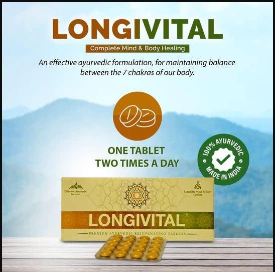 LONGIVITAL Longivital tablet contains Ashwagandha, Kashmiri kesar, Shatavari. Which helps in Improve Energy Levels and Reduce Stress, Mind Relax Pills