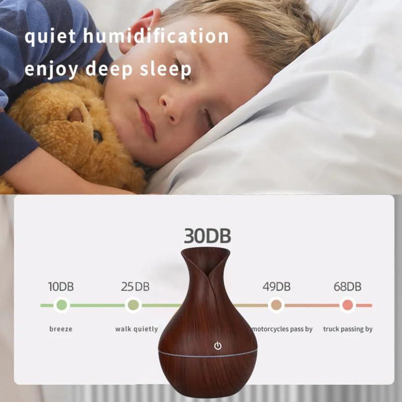 BLISSCLOUD BLISSCLOUD Pot Shape Wood Humidifier, Aroma Air Humidifier with Advanced Ultrasonic Technology | Dual Spray Modes | Stress Relief, Relaxation & Sleep Support | 6 Color Changing Lights