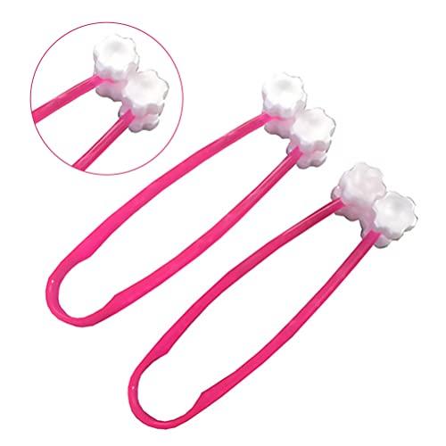 TEHAUX Face Massage- 2pcs Cat Roller Relaxer Silicone Grooming Brush Tool Face- Lift Legs Massage Rose Red