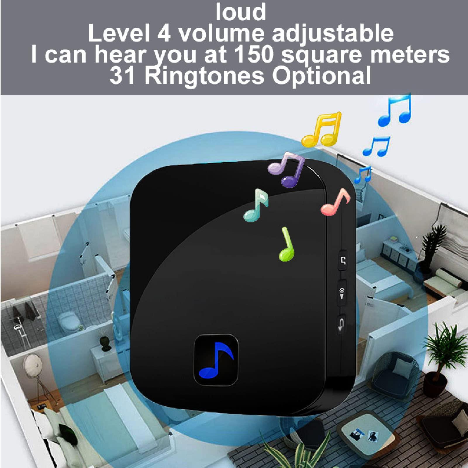 168 Wireless Caregiver Pager, Smart Call System, Adjustable Volume, LED Light Reminder Modes, Nurse Alert System with SOS Button for Elderly, Seniors and Patients (EU Plug)