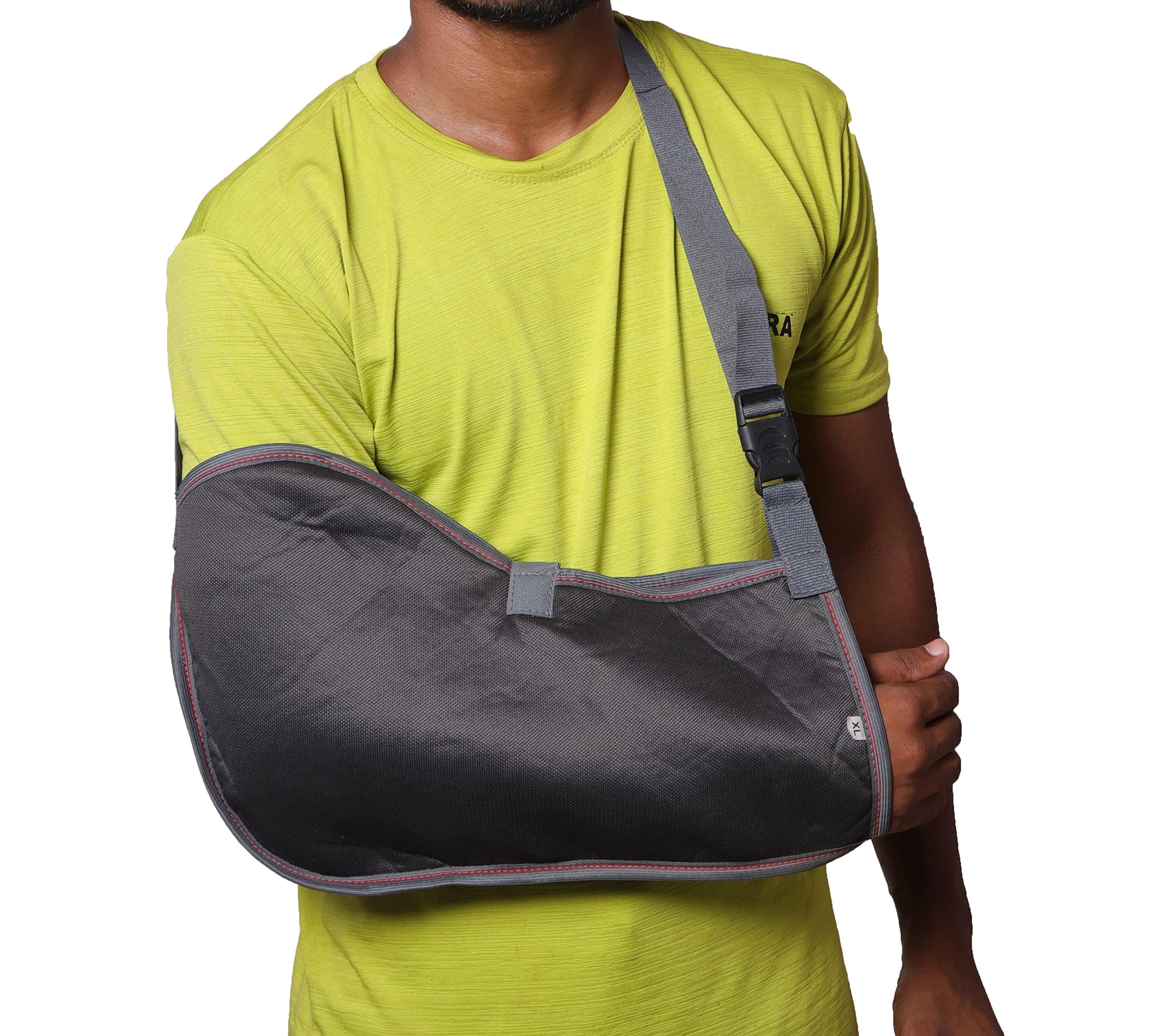 Eagle Packers, Rehna Road, Firozabad Eagle Packer Arm Sling Comfortable Velcro for Shoulder & Arm Cushion Support Better fit | Smart & Sleek | Highly Durable | 100% Polyester | Provides Support to fractured arm | Men and Women XXL