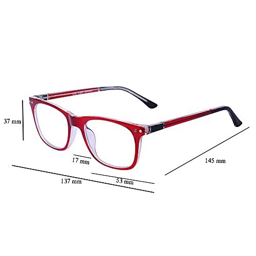 Eyevy Eyevy® BlueX KIDS | Zero Power Blue Light Filter & Anti glare Computer Eyeglasses | UV Protected Spectacles | Transparent Frame Reading Glasses For Age 5 to 10 | Red