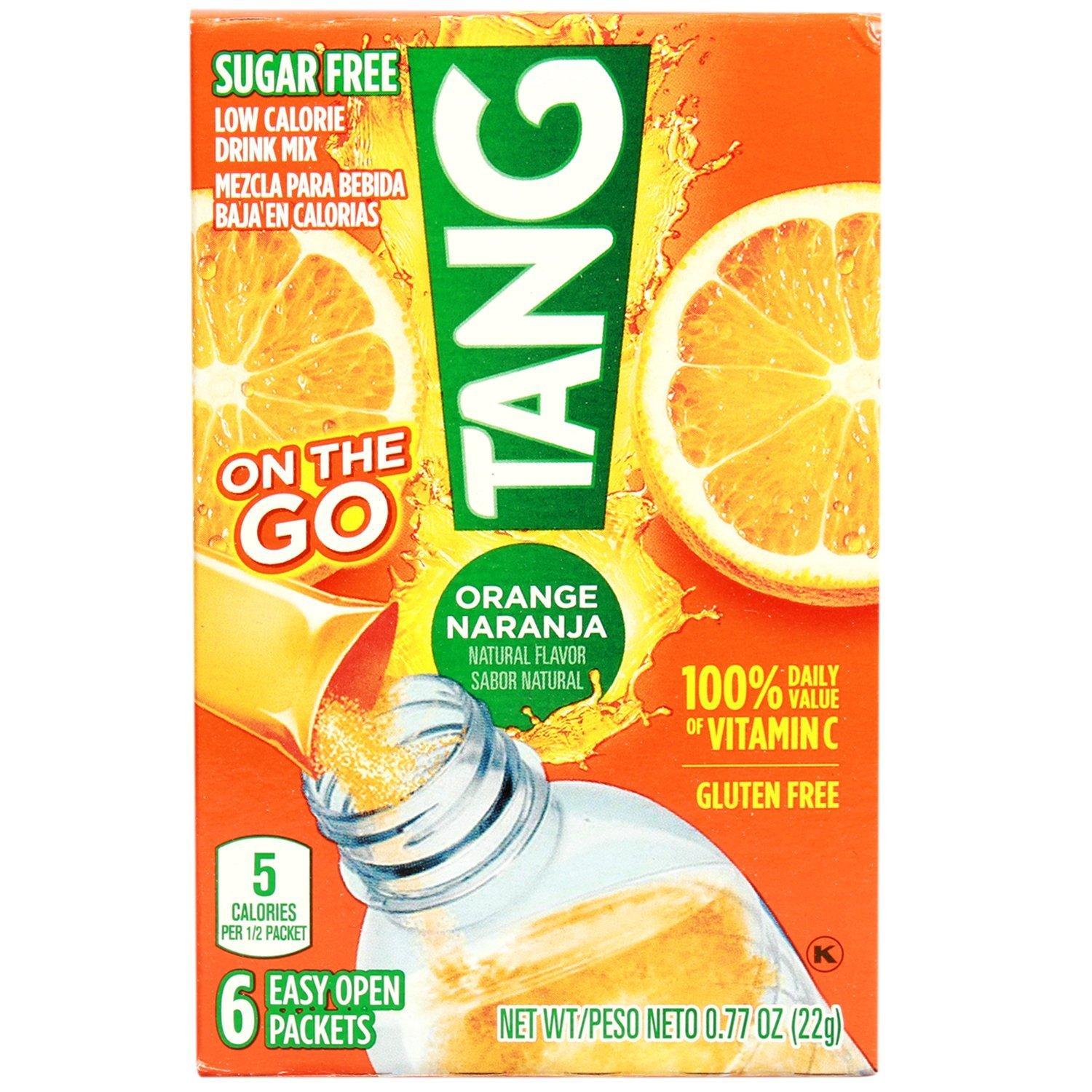Tang Tang Zero Sugar Orange Low Calorie Drink Mix, 6 Packets, 0.77 oz / 22 g