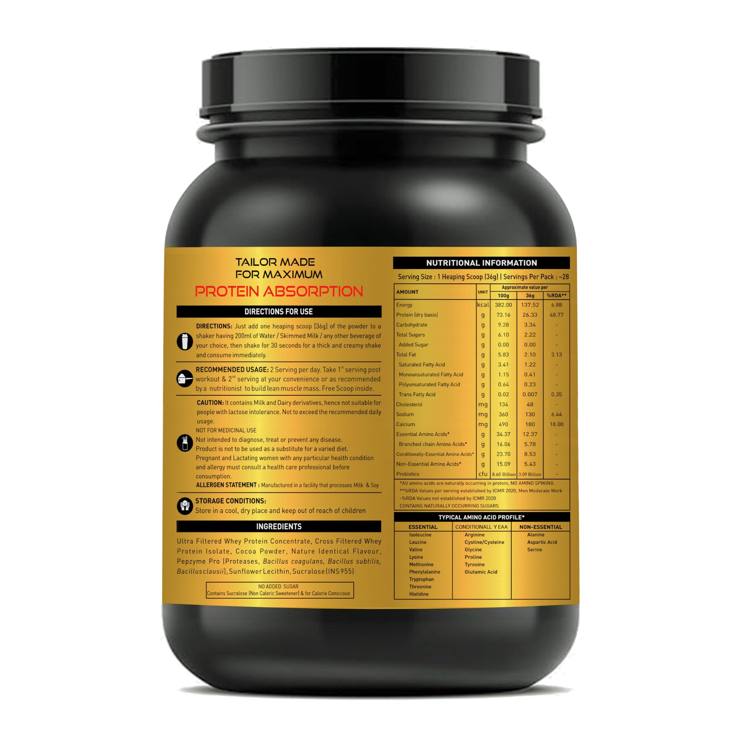 NAKPRO NAKPRO WheyZyme Whey Protein Powder, Double Rich Chocolate, Informed Choice & Trustified Certified | Isolate & Concentrate, Clinally Tested 100% Higher Protein Absorptio (1kg, Double Rich Chocolate)