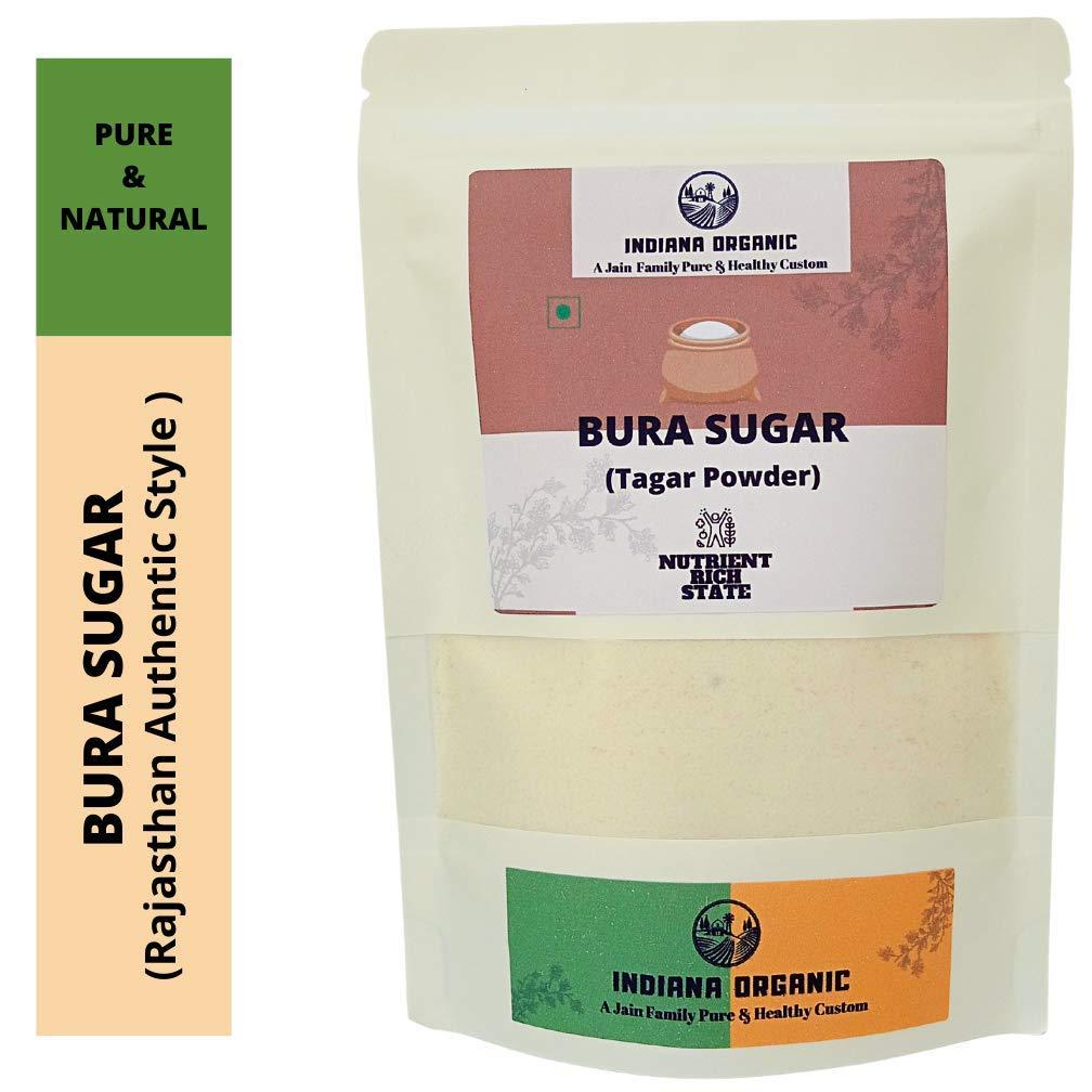 INDIANA ORGANIC Indiana Organic Bura Sugar, Tagar Powder, Jaipur style Authentic bUra - 400 Grams
