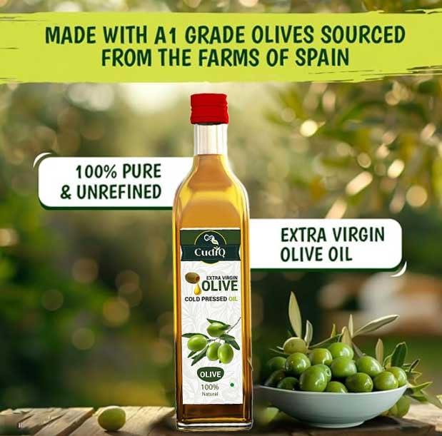 Cudiq Cudiq Extra Virgin Olive Cold Pressed Oil 250 Ml | 100% Natural and Healthy | Cold pressed olive oil for cooking and other uses