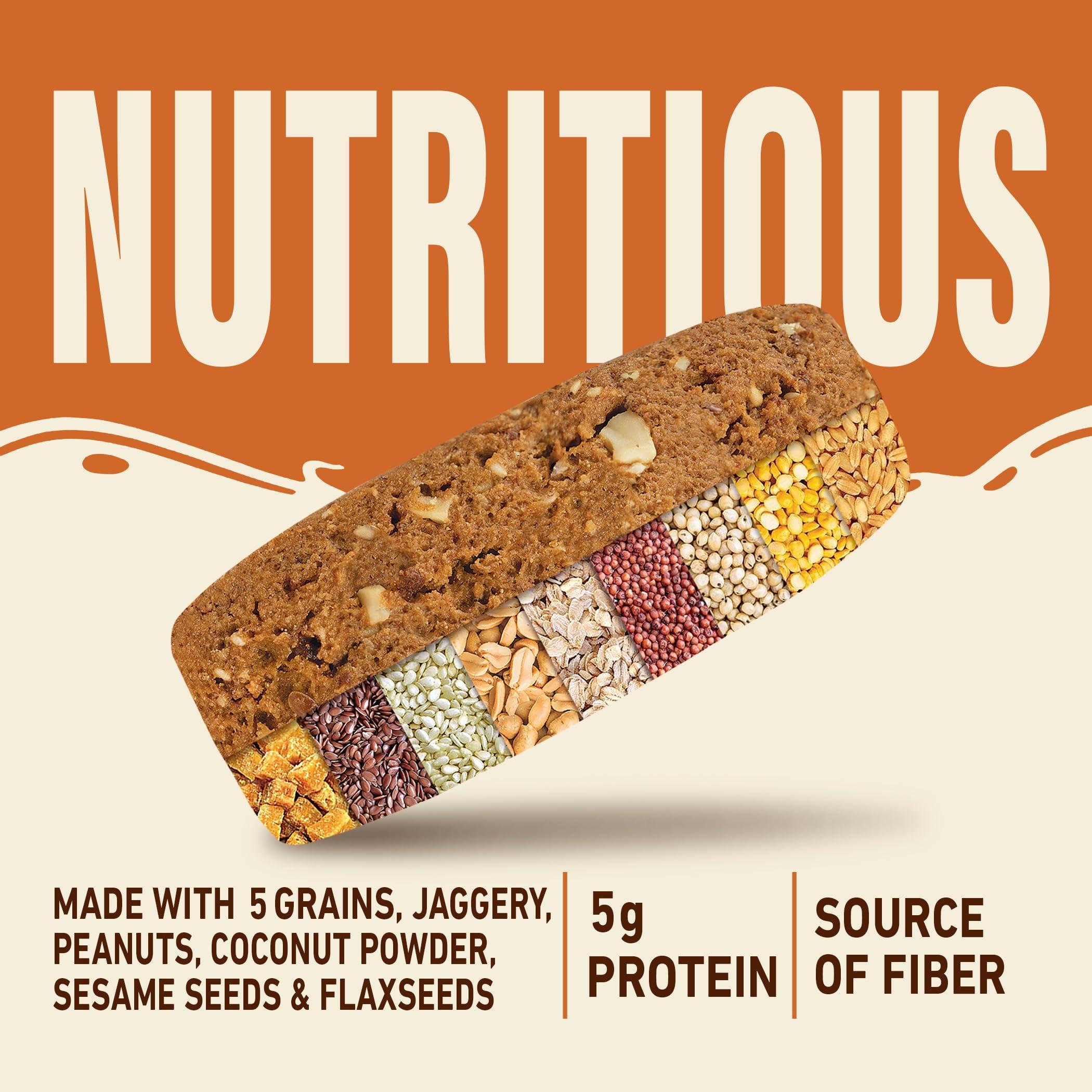 Taakat Hunger Bar Taakat Hunger Bar Crunchy Coconut - Pack of 20 bars | Multigrain | Nuts & Seeds | Pure Jaggery | 5g Protein | Source of Fiber | No Maida | No Palm Oil | No Refined Sugar | Baked & Crunchy | Tasty & Filling