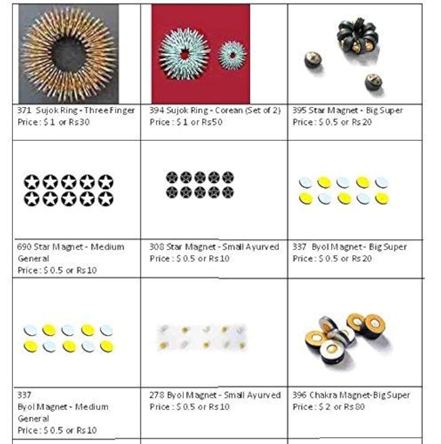 ACUPRESSURE INDIA ACUPRESSURE INDIA Sujok Magnets Set of 10 {BYOL (General, Medium, Small), Star (General, Medium, Small), Chakra + SUJOK Ring (Small & Medium)}