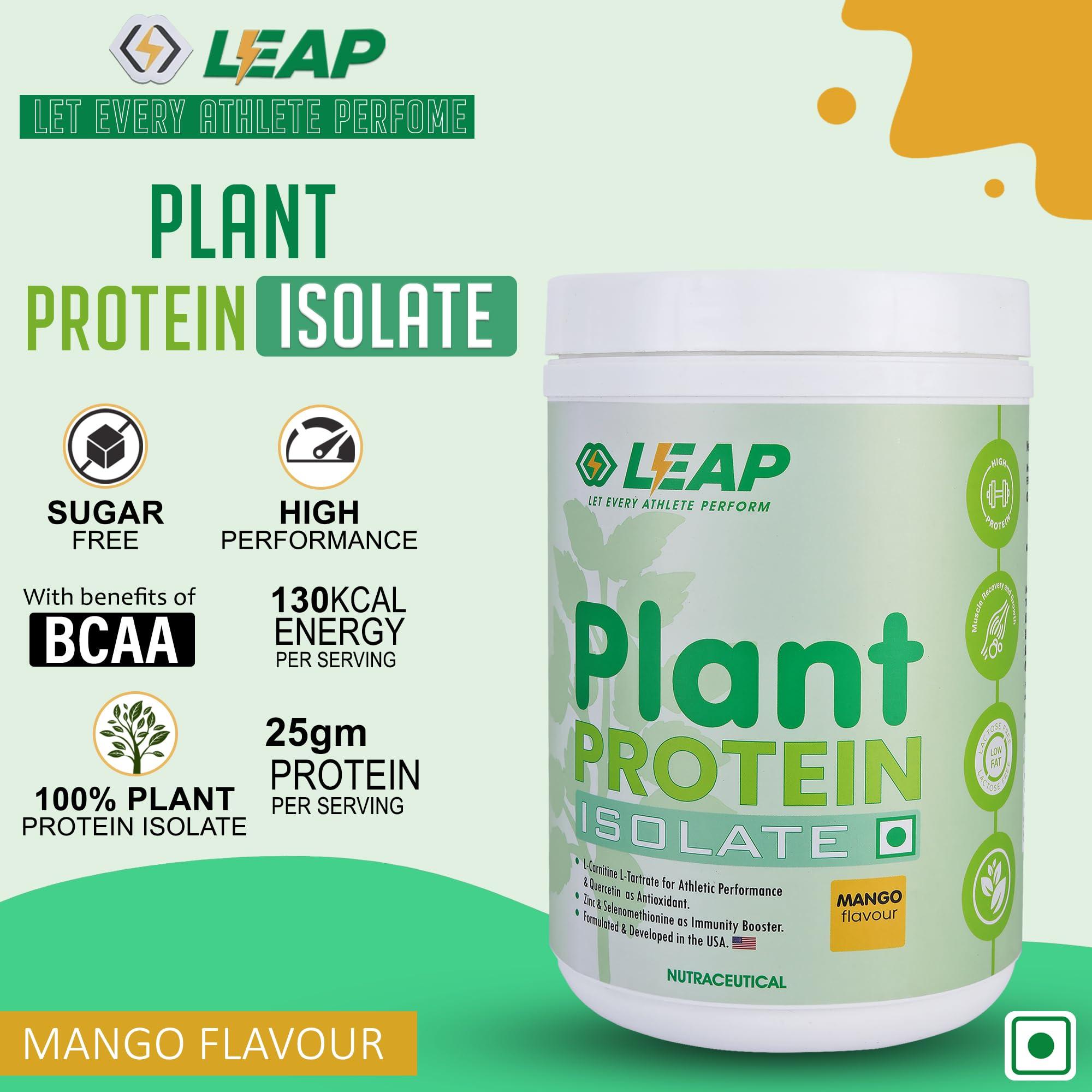 LEAP Leap Plant Protein - Pea Plant-Based Protein Powder, Gluten-Free, Metabolism Booster, Amino Acid Profile, Immunity Enhancer, Formulated in USA (Mango)