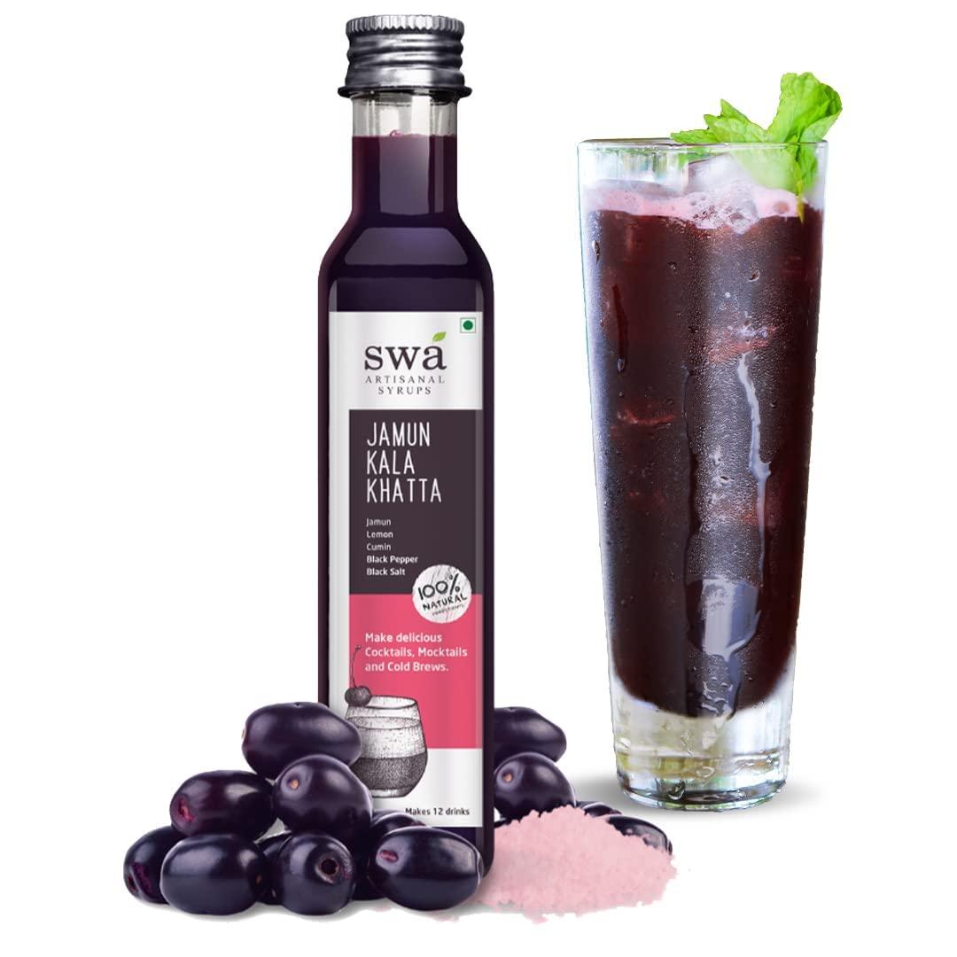 Swa Artisanal Syrups Swa Artisanal Syrups - Jamun Kala Khatta, 100% Natural, Liquid, 250Ml Makes 10-15 Drinks, Syrup For Cocktails/Mocktails/Lemonades/Ice Gola/Craft Coffee