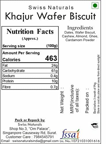 Swiss Naturals Swiss Naturals Khajur Wafer Biscuit | Sugar Free Dates Barfi, 800g [ Dates, Wafer Biscuit, Dry Fruits ]