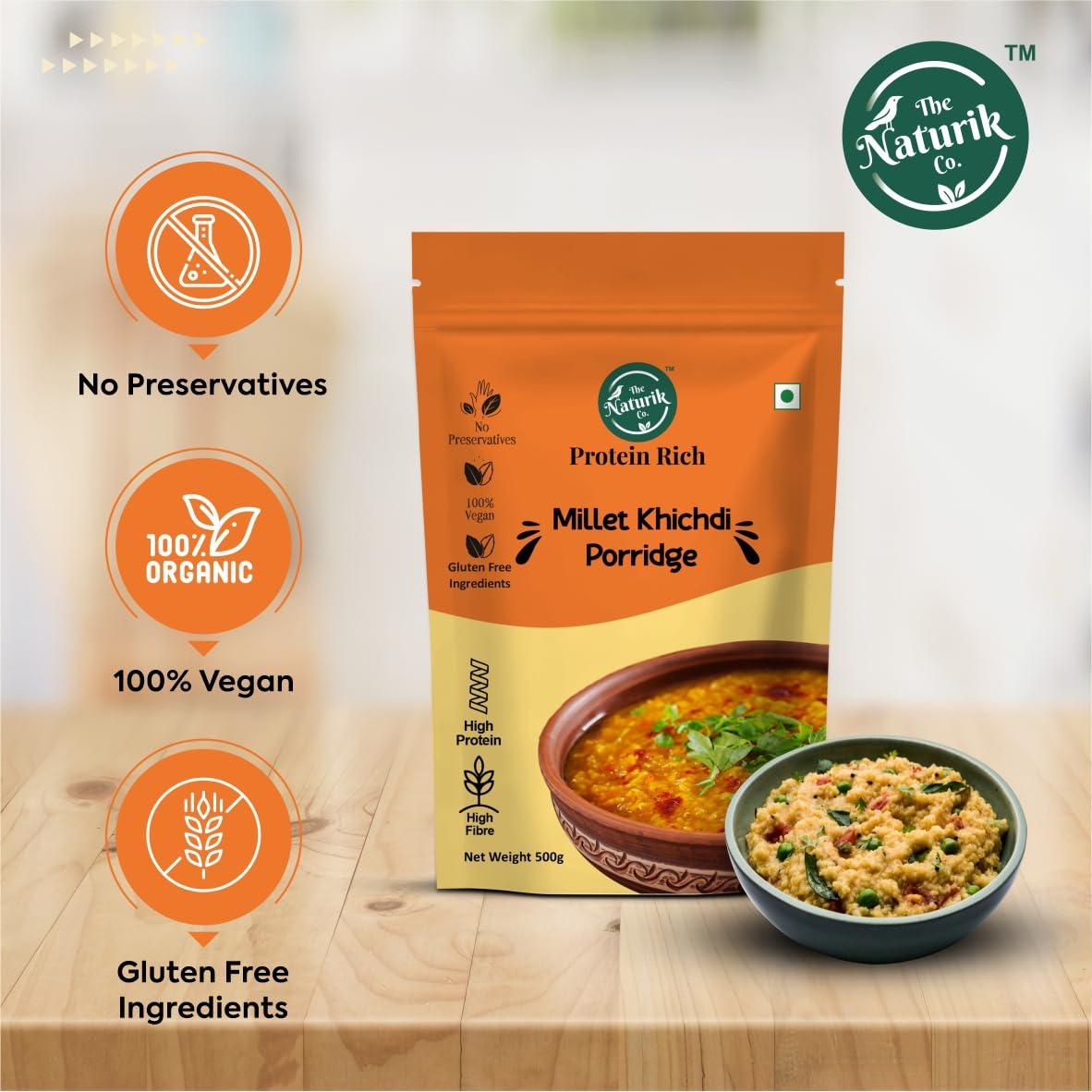 The Naturik Co The Naturik Co. Masala Millet Khichdi 500g: Ready to Eat, High Protein, Gluten-Free, Vegan, Low Calorie and No Preservative