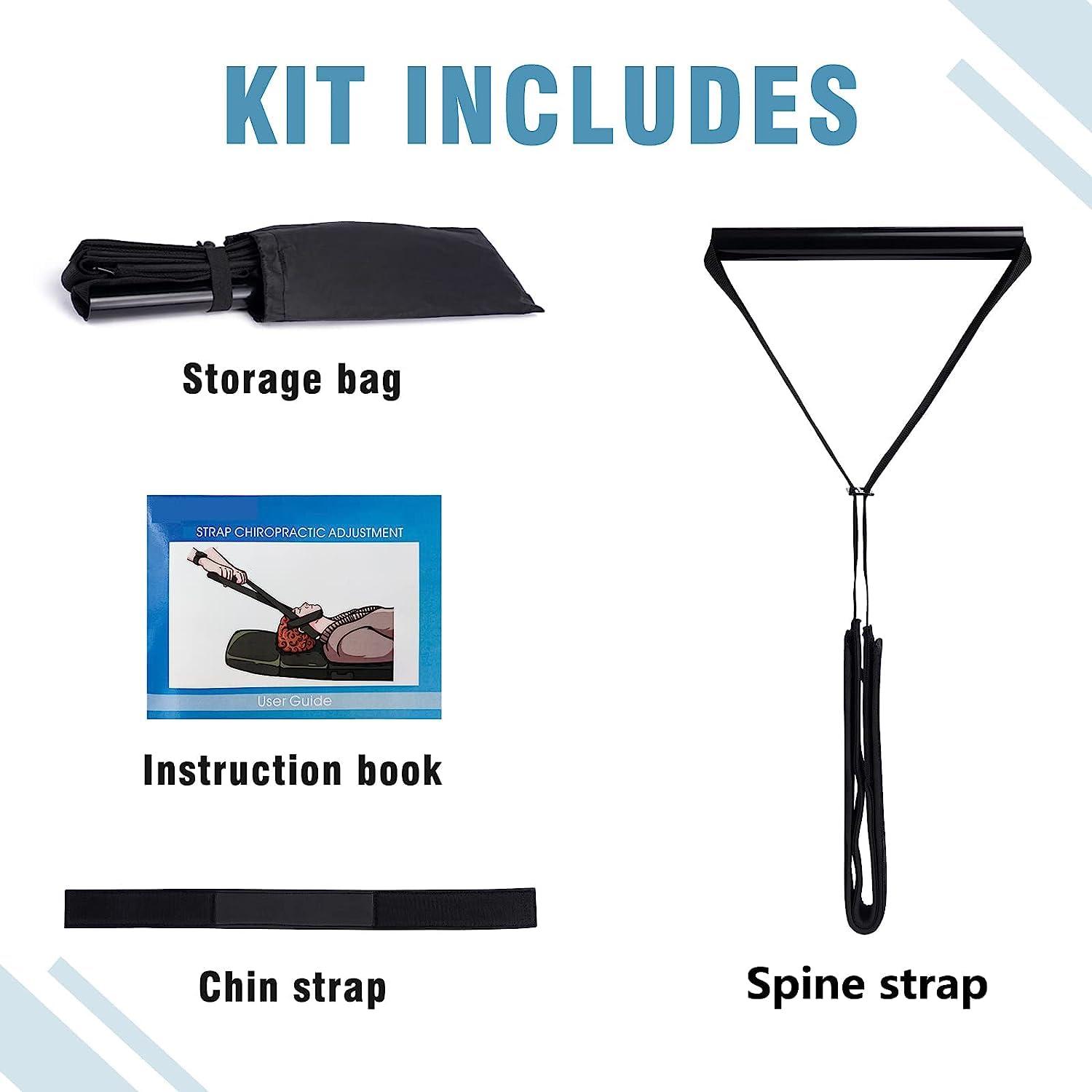 FITCOZI FITCOZI Neck Stretcher Strap, Spine Chiropractic Decompression Tool with Chin Belt. Cervical Neck Traction Device (Traction Belt-Black)