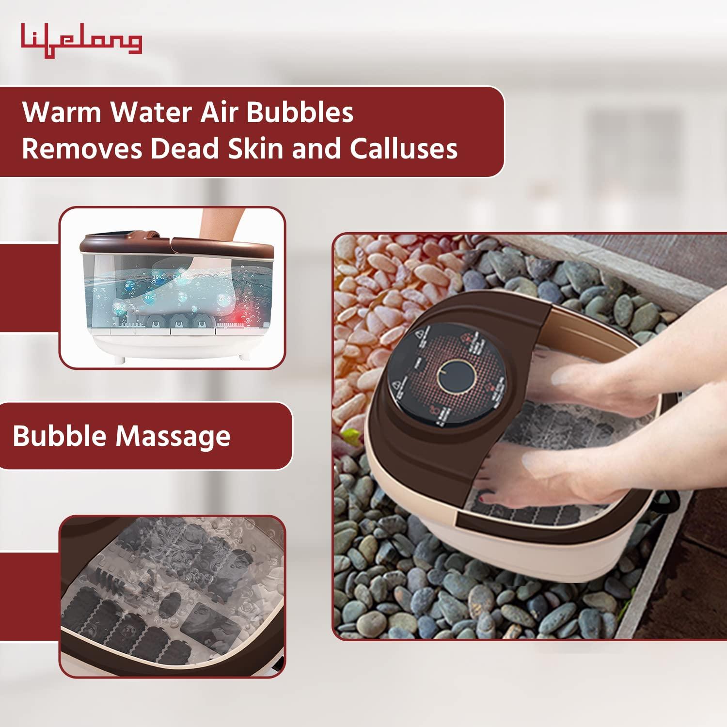 Lifelong Lifelong Foot Spa Massager Machine for Pain Relief - Leg Massager for Home with 12 Rollers with Water Heating Function, Digital Panel, Bubble Bath for Pedicure Tub - Foot Care and Relaxation at Home