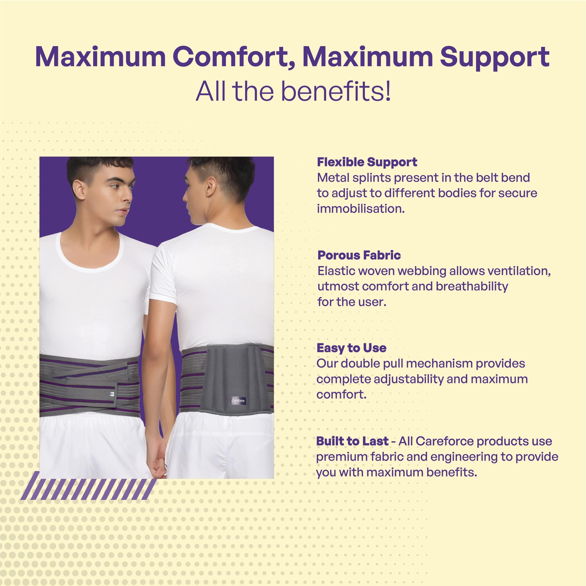 Careforce - The Force Behind Your Health Careforce - The Force Behind Your Health Polyester;Neoprene Lumbar Support Belt Back Belt For Back Pain Relief Ls For Back Pain For Women & Men Lower Back Support With Cushioning-Large(36\"-40\")