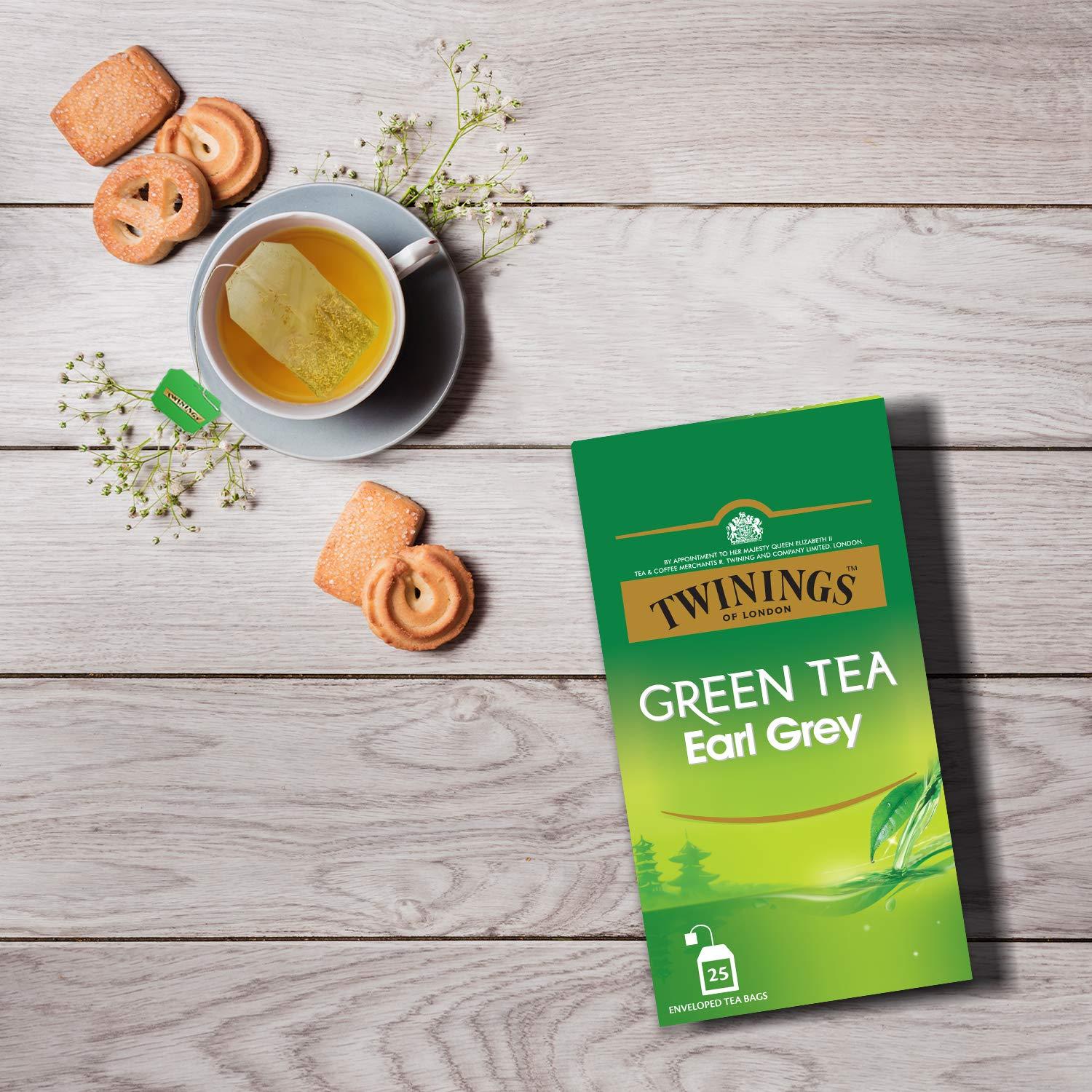 Twinings Twinings Green Tea Earl Grey, 25 Teabags, Green Tea, Delicate Citrus, Bright & Perky