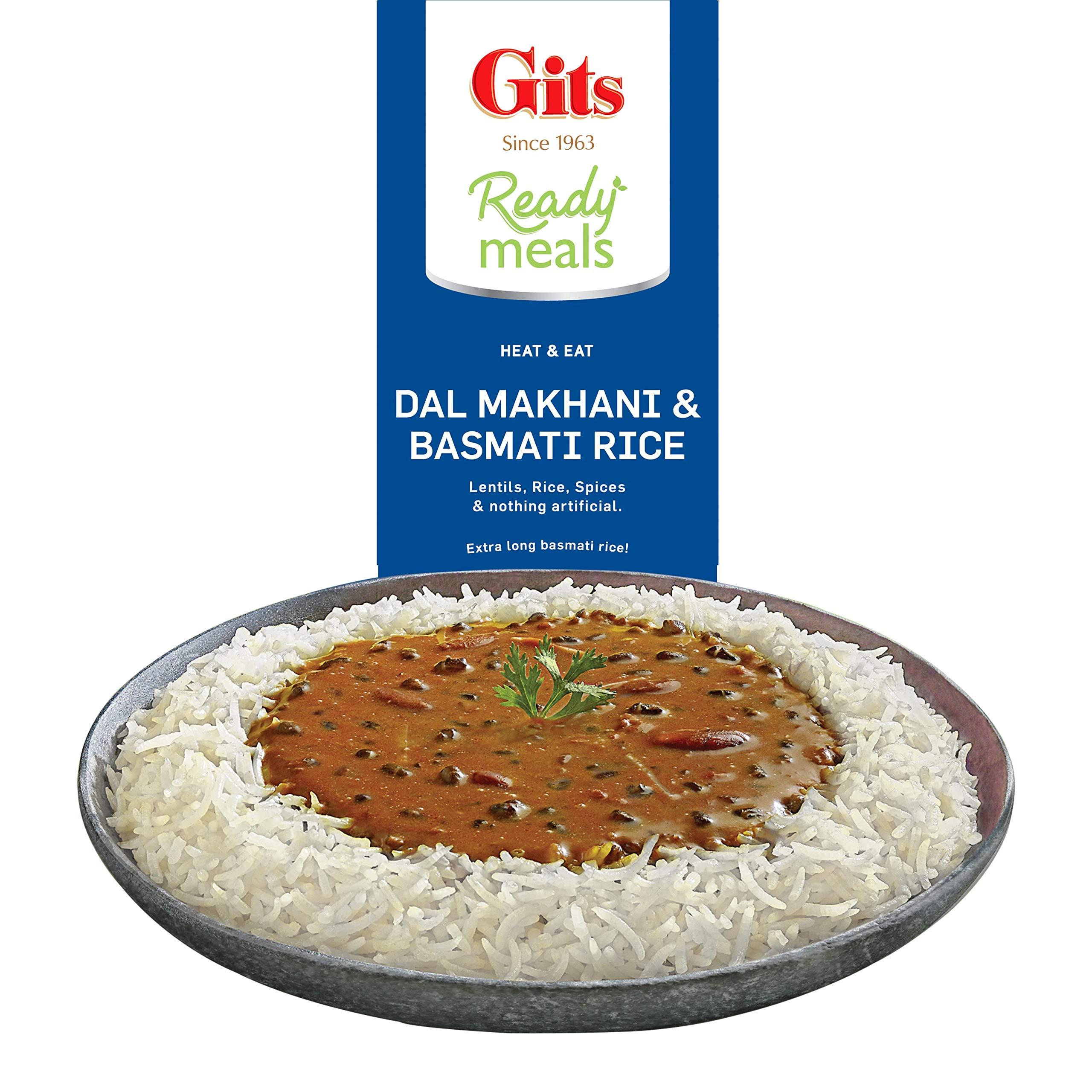 Gits Gits Ready to Eat Basmati Rice + Dal Makhani Combo Indian Meal, Pure Veg Heat and Eat, 1125g (Pack of 3 X 375g Each)