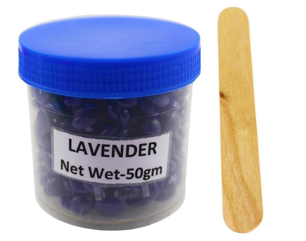 Ear Lobe & Accessories No Strip Lavender Flavor Depilatory Wax Pearl Hair Removal Hot Wax Beans, 50 grams With One Wodden Spatula