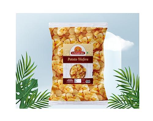 GHOTARAM Ghotaram Potato Chips Navratri Diwali Rakhi Utsav Special Namkeen Snack | Batata Wafers Chips aloo wafers Aloo Wafers Aloo Chips Falahari Fast Time Ready to eat Namkeen Snack-1Kg*2Pack