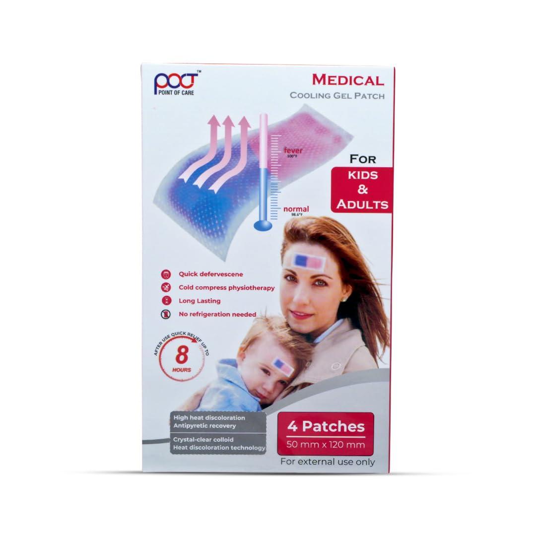 POCT POCT Cooling Patches for Fever | Colour Changing Patch | Cooling Forehead Strips for Discomfort & Pain Relief, Cooling Relief Fever Reducer - (4 Patches)